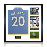 Bernardo Silva MCFC 24/25 Signed Framed Shirt, including 3 Photos - McGrocer