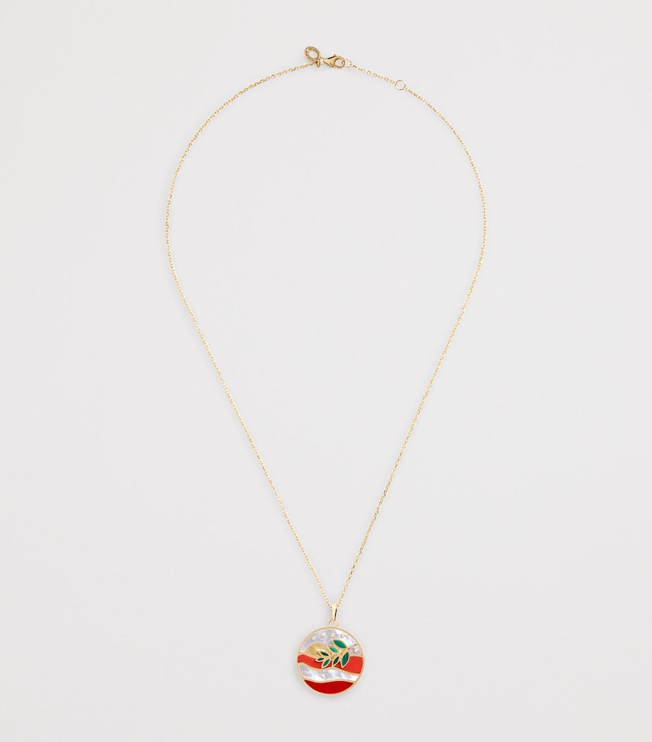 L'Atelier Nawbar Aurora yellow gold diamond malachite coral pearl necklace, UK version