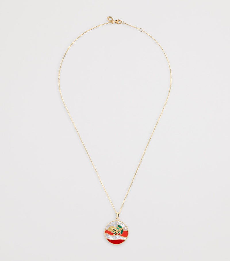 L'Atelier Nawbar Aurora yellow gold diamond malachite coral pearl necklace, UK version