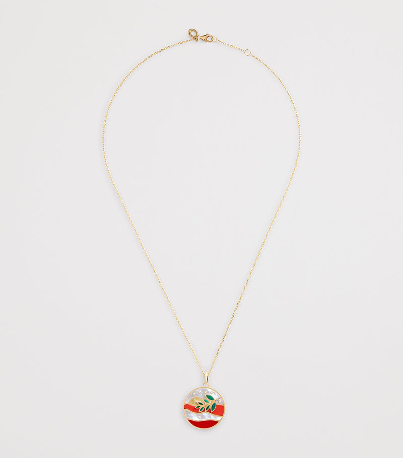 L'Atelier Nawbar Aurora yellow gold diamond malachite coral pearl necklace, UK version