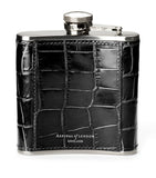 Aspinal Of London Croc-Embossed Leather Flask
