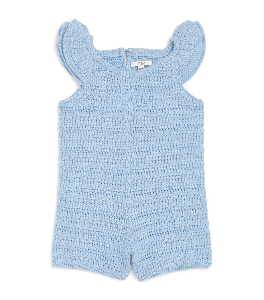 Chloé Kids cotton knitted logo playsuit 6-36 months - British product