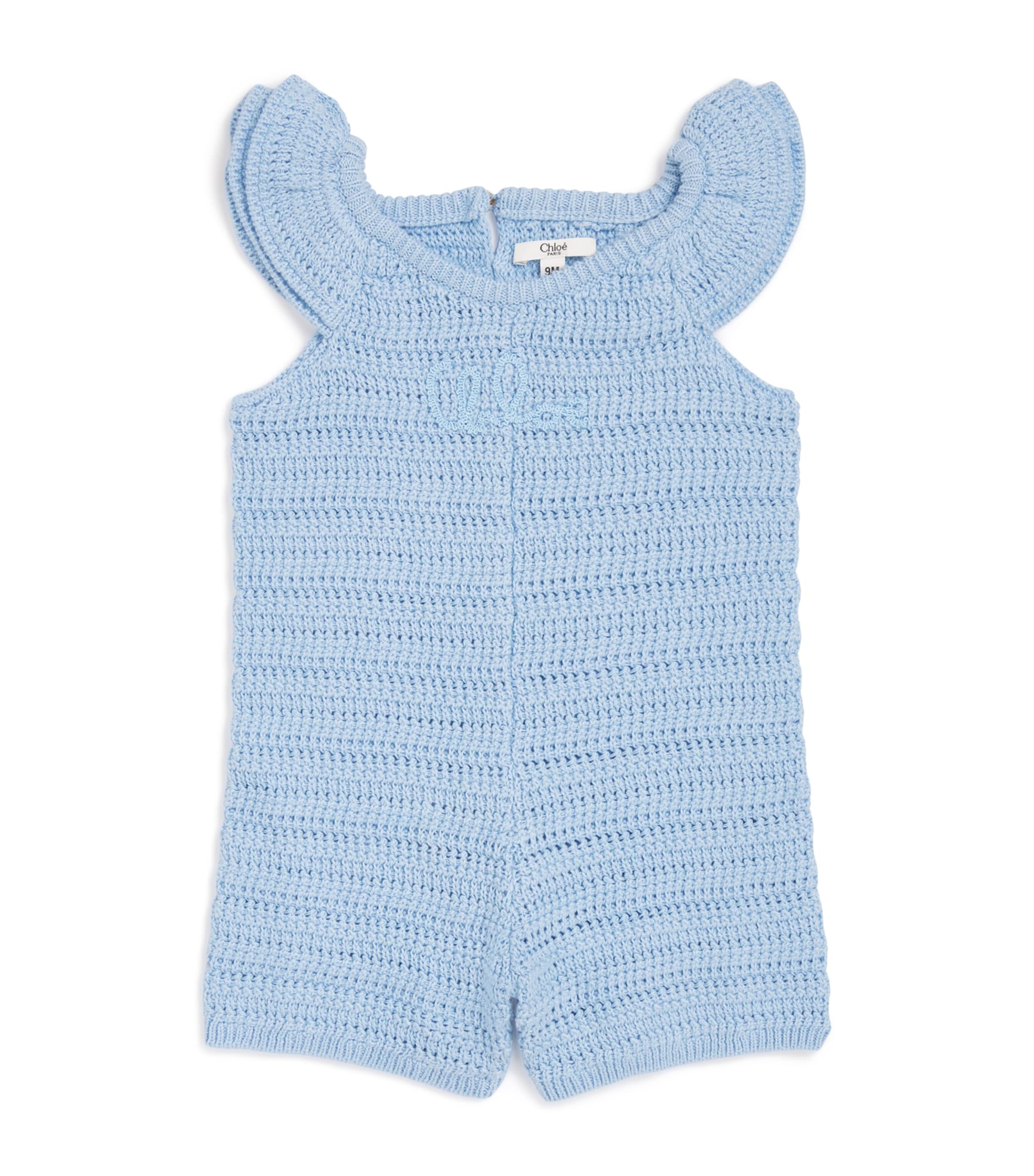 Chloé Kids cotton knitted logo playsuit 6-36 months - British product