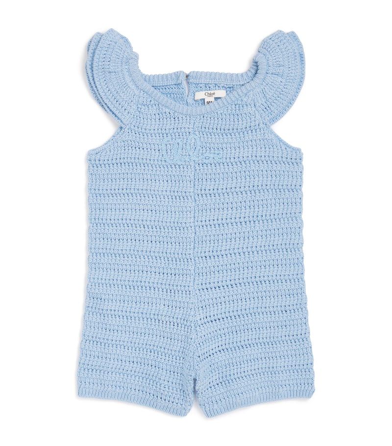 Chloé Kids cotton knitted logo playsuit 6-36 months - British product