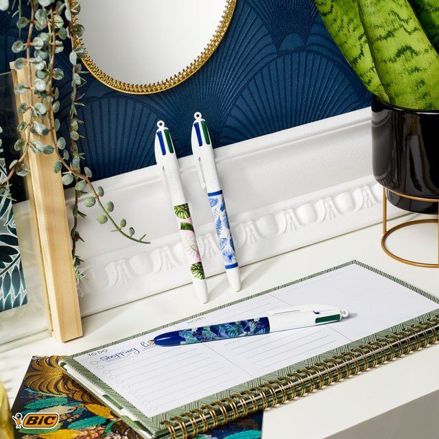 BIC 4 Colours Botanical Retractable Ballpoint Pens Pack of 5   5 per pack - McGrocer