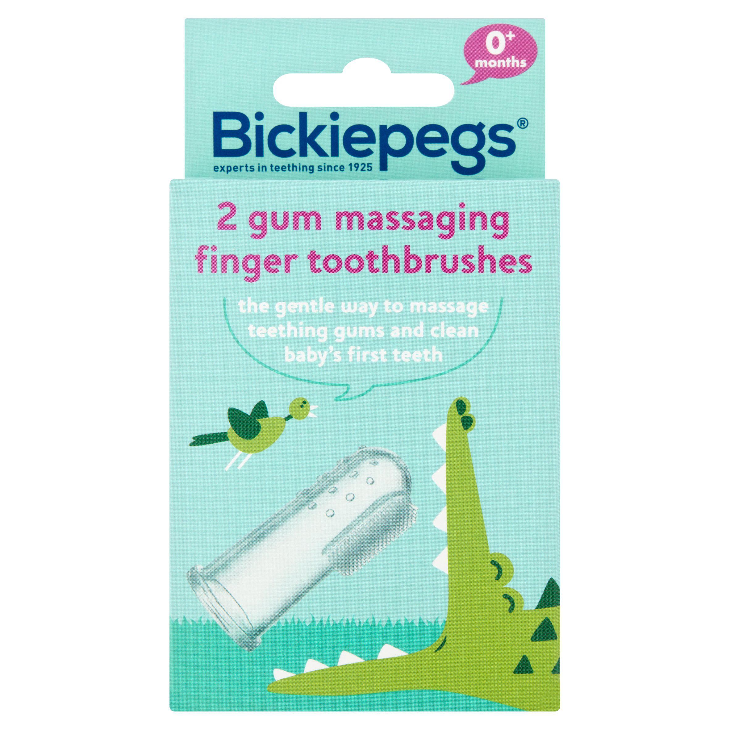 Bickiepegs Finger Toothbrush and Gum Massager Twin Pack 6-18 Months - McGrocer