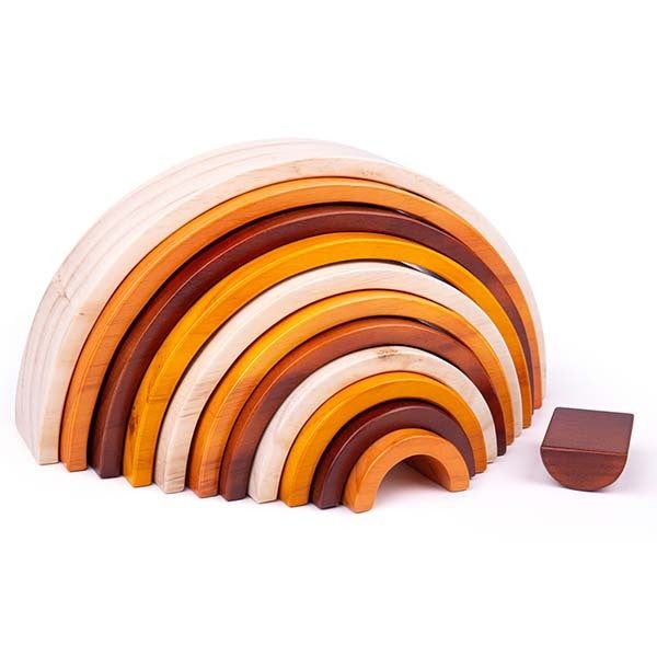Bigjigs Toys Large Wooden Rainbow Stacking Toy - McGrocer