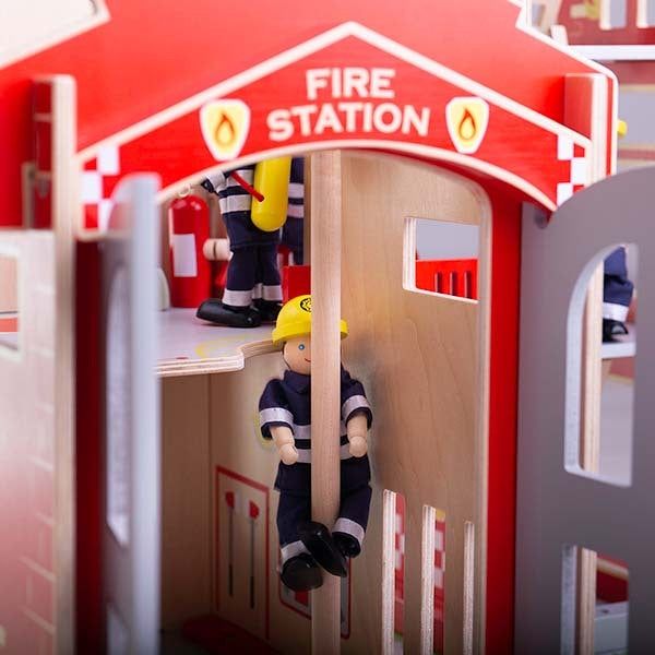 Bigjigs Toys Wooden City Fire Station Playset - McGrocer