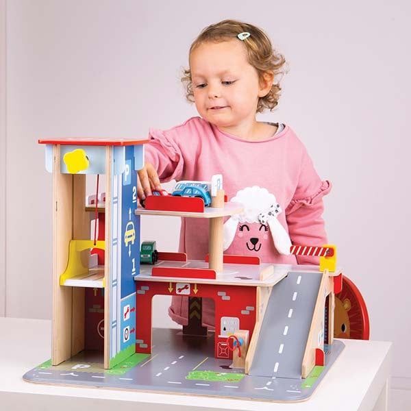 Bigjigs Toys Wooden Park and Play Garage Playset - McGrocer