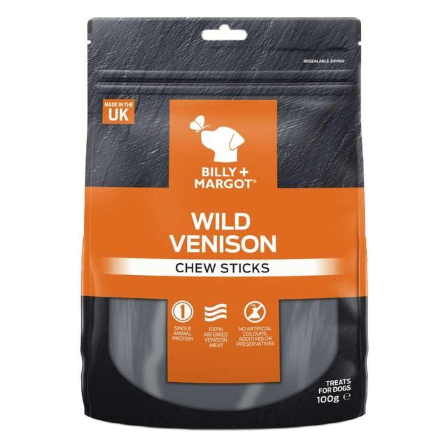 Billy & Margot Venison Chew Sticks Dog Treats   100g - McGrocer