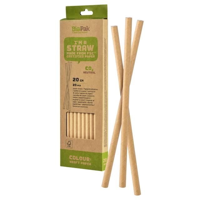 Bio Kraft  Recyclable Paper Straws   20 per pack - McGrocer