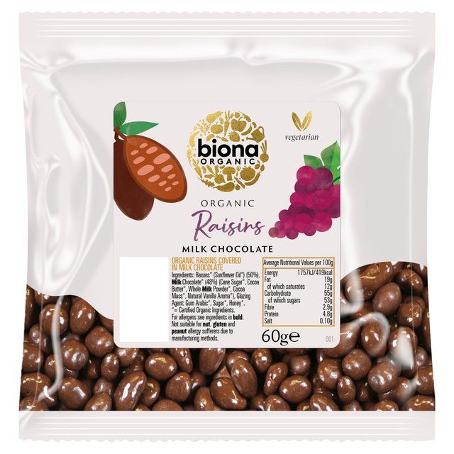 Biona Organic Raisins Milk Chocolate   60g - McGrocer