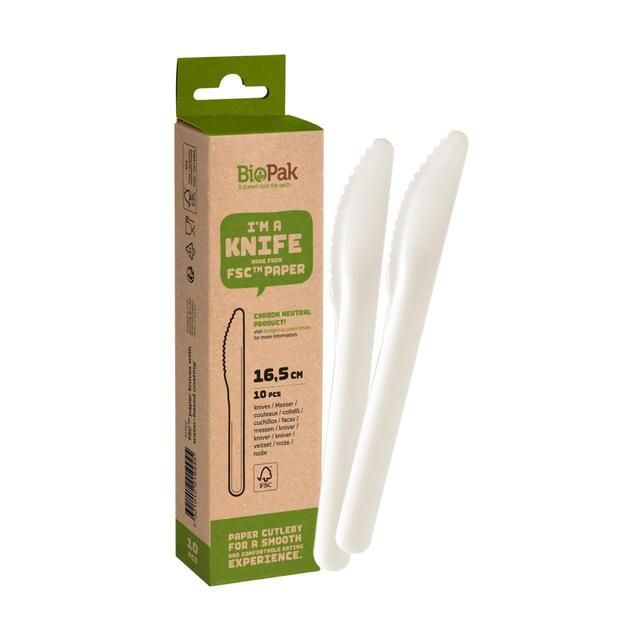 BioPak White Paper Knives   10 per pack - McGrocer