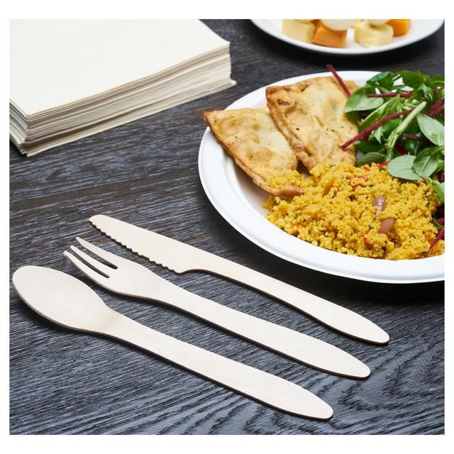 BioPak Wooden Cutlery For 6 People   18 per pack - McGrocer