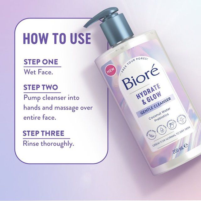 Biore Dewy Hydration Gentle Pore Cleanser for Normal to Dry Skin   200ml - McGrocer
