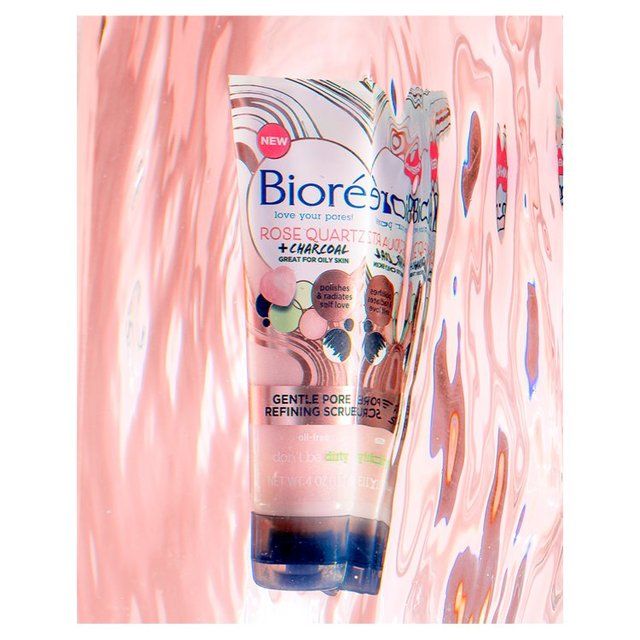 Biore Rose Quartz & Charcoal Gentle Pore Refining Face Scrub for Oily Skin   110ml - McGrocer