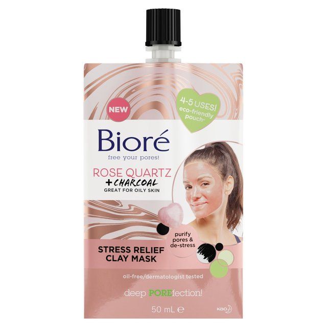 Biore Rose Quartz & Charcoal Stress Relief Clay Mask for Oily Skin   50ml - McGrocer