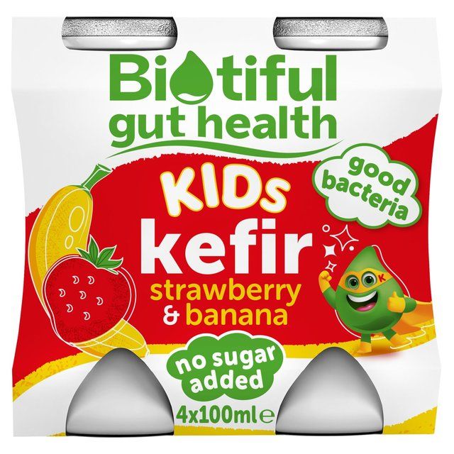 Biotiful Gut Health Strawberry & Banana Kids Kefir   4 x 100ml - McGrocer