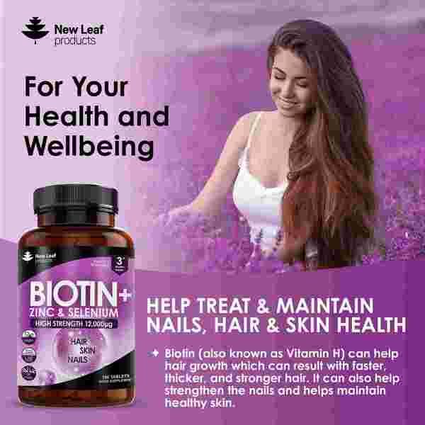 Biotin Hair Growth Vitamins 12000 mcg - With Zinc & Selenium - McGrocer