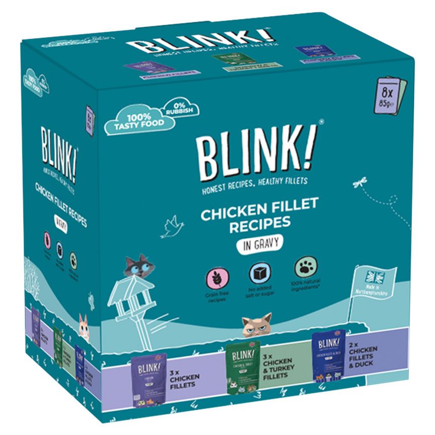 Blink! Wet Cat Food Chicken Pouch Selection in Gravy 8 x 85g - McGrocer