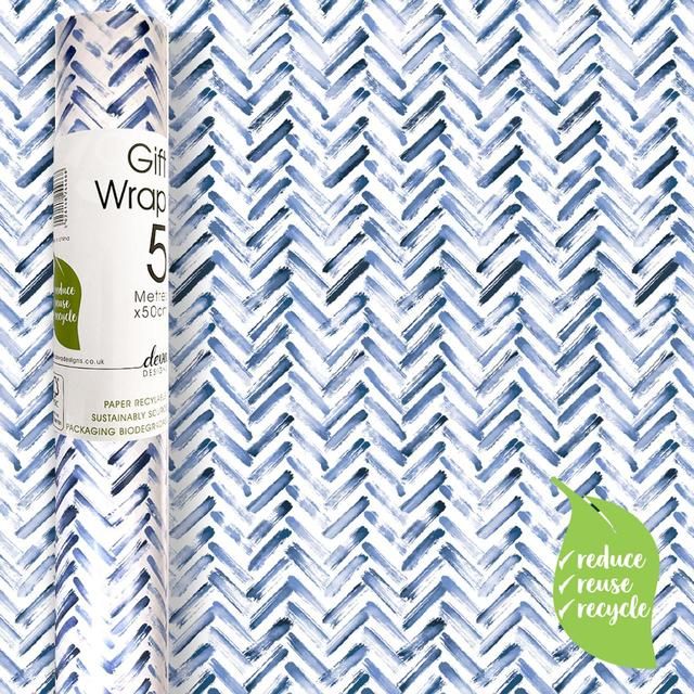 Blue Chevron Gift Wrap Roll - McGrocer