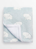Blue Elephant Print Fleece Blanket  One Size - McGrocer