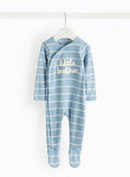 Blue Little Brother Slogan Striped Sleepsuit  18-24 months - McGrocer
