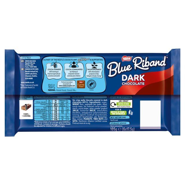 Blue Riband Dark Chocolate Biscuit Bars Multipack   6 x 17.5g - McGrocer