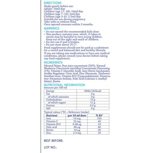 Blueiron Liquid Iron Supplement With Added Vitamins 250ml - McGrocer