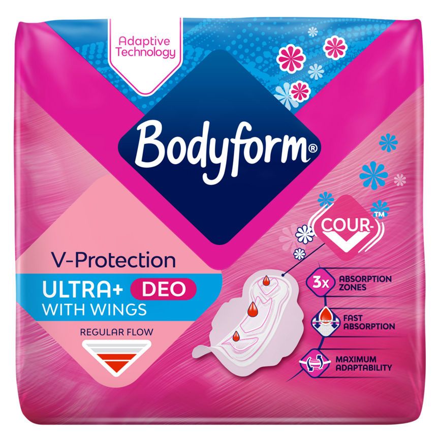 Bodyform Cour-V Ultra Normal Scented Sanitary Towels Wings 10 pack - McGrocer