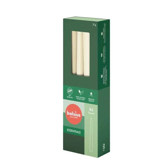 Bolsius Essentials Taper Candles  Box of  8 Soft Pearl   8 per pack - McGrocer
