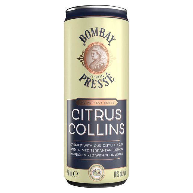 Bombay Citron Presse Citrus Collins Lemon Premix Gin Cocktail   250ml - McGrocer