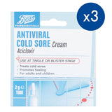 Boots Antiviral Cold Sore Cream 2g Tube x 3 Bundle - McGrocer