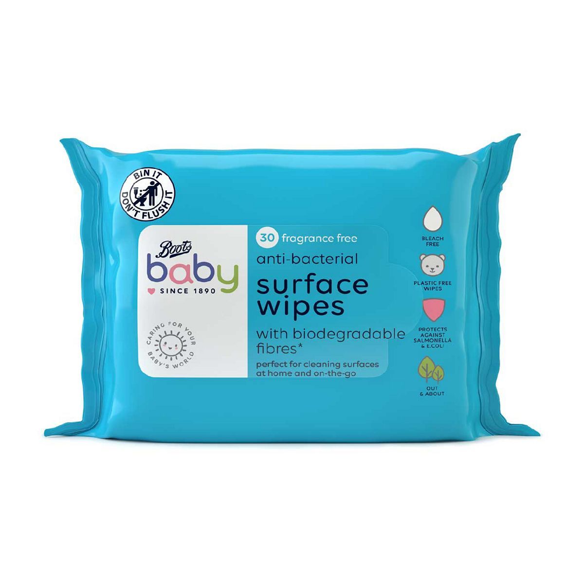 Boots Baby Anti-Bacterial Wipes with biodegradable fibres 30 pack - McGrocer