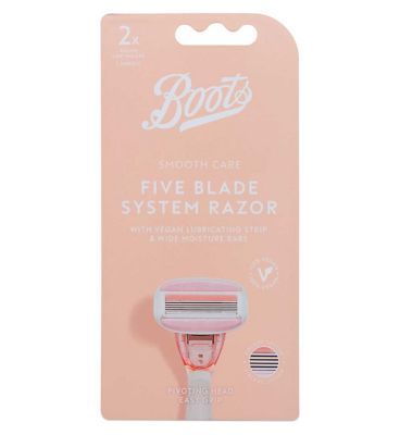 Boots Smooth Care 5 Blade System Razor Handle + 2pk Refill Cartridges - McGrocer