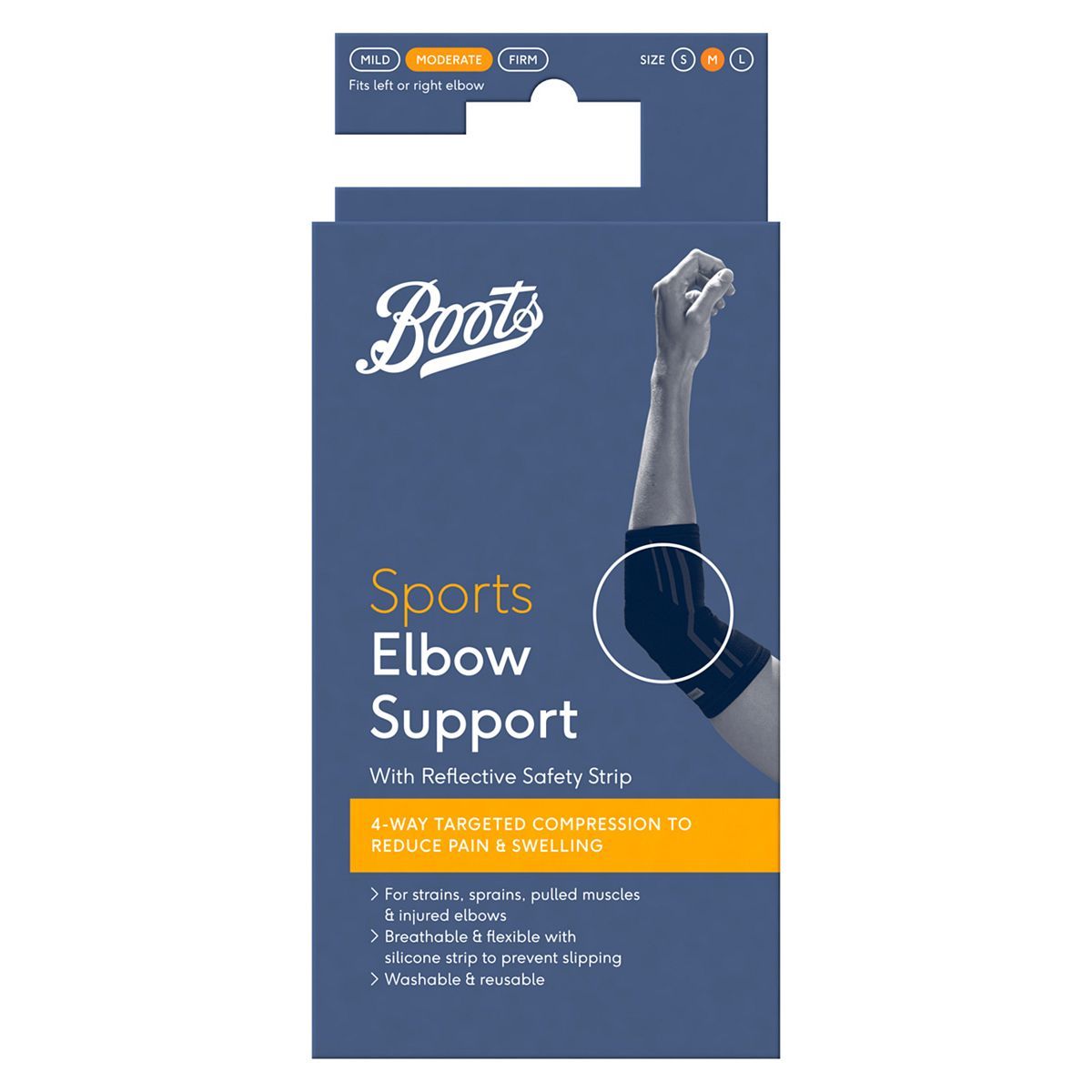 Boots Sports Elbow Support with Reflective Safety Strip - Medium - McGrocer