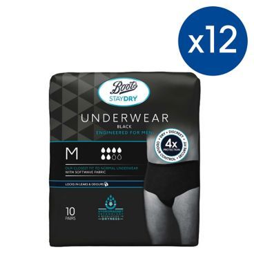 Boots Staydry Men's Underwear Pants Medium - 120 Pairs (12 Pack Bundle) - McGrocer