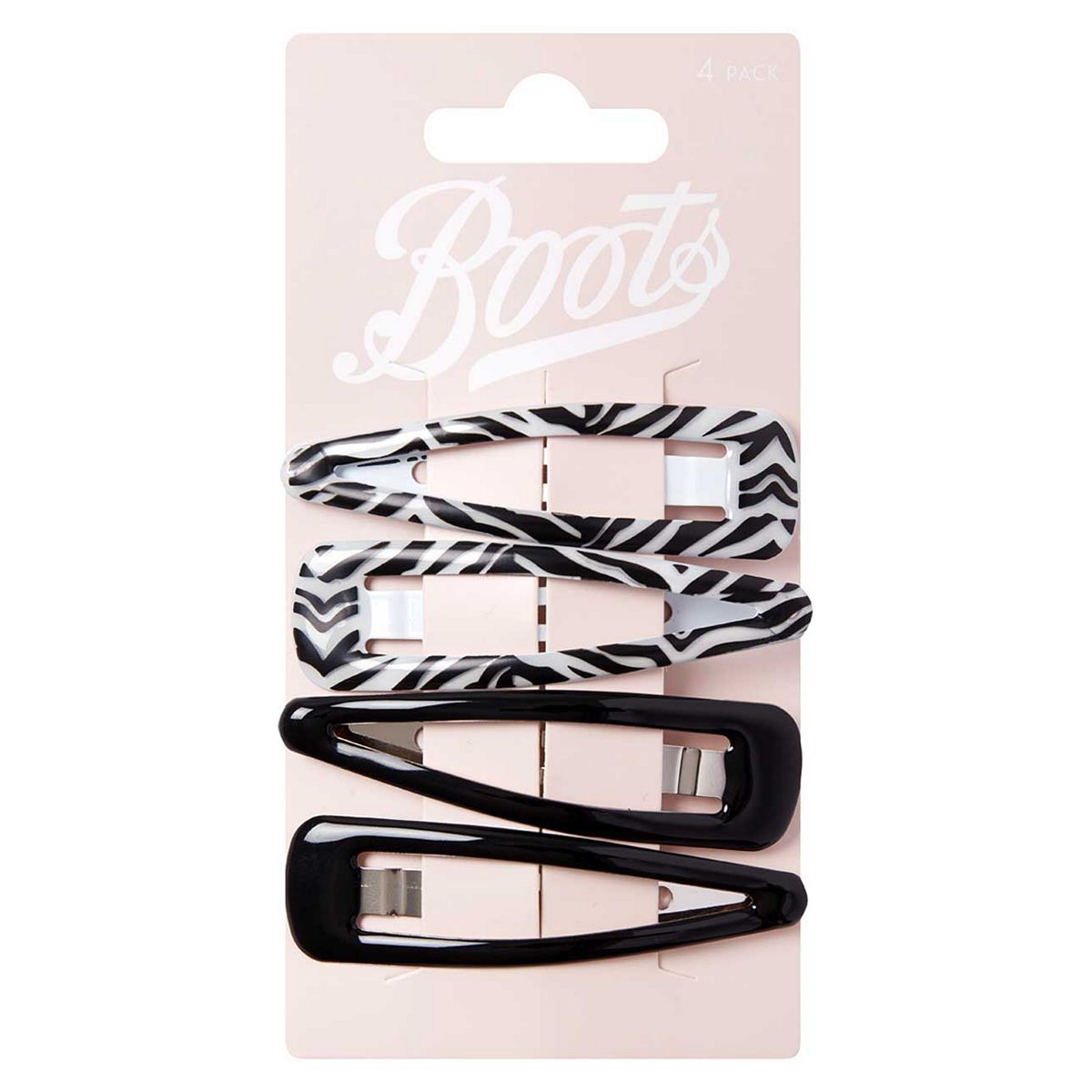 Boots Zebra Print and Black Clips 4 pk - McGrocer