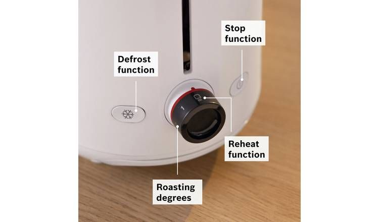 Bosch TAT2M121GB MyMoment Delight 2 Slice Toaster - White - McGrocer