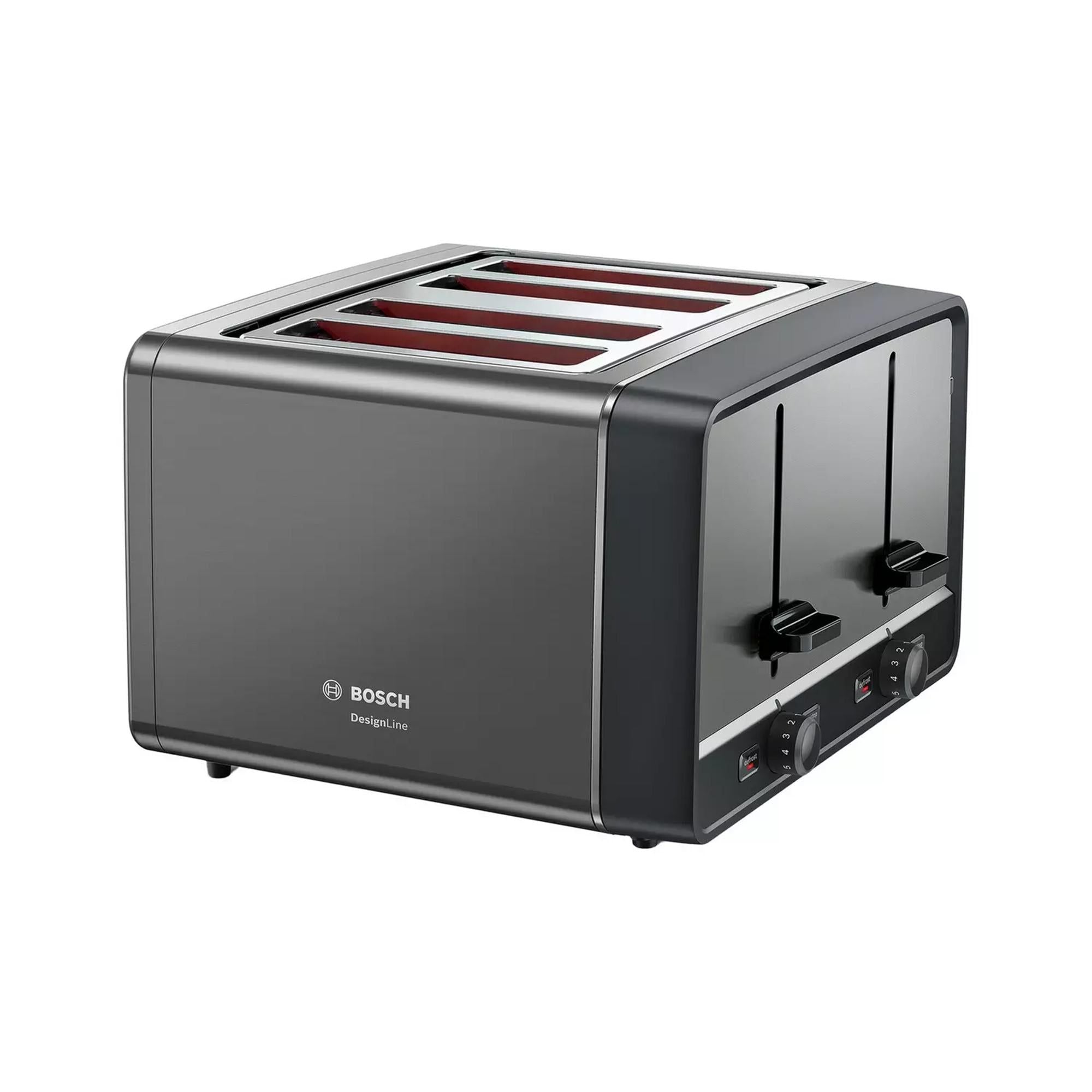 Bosch TAT5P445GB Designline Egro 4 Slice Toaster Anthracite - McGrocer