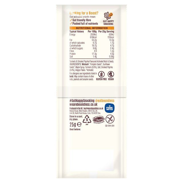 Boundless Smoky BBQ Nuts & Seeds Boost   25g - McGrocer