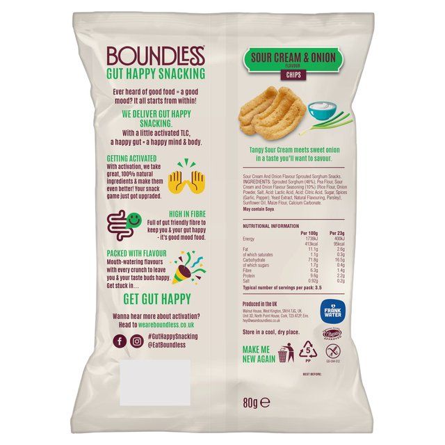 Boundless Sour Cream & Onion Chips Sharing Bag   80g - McGrocer