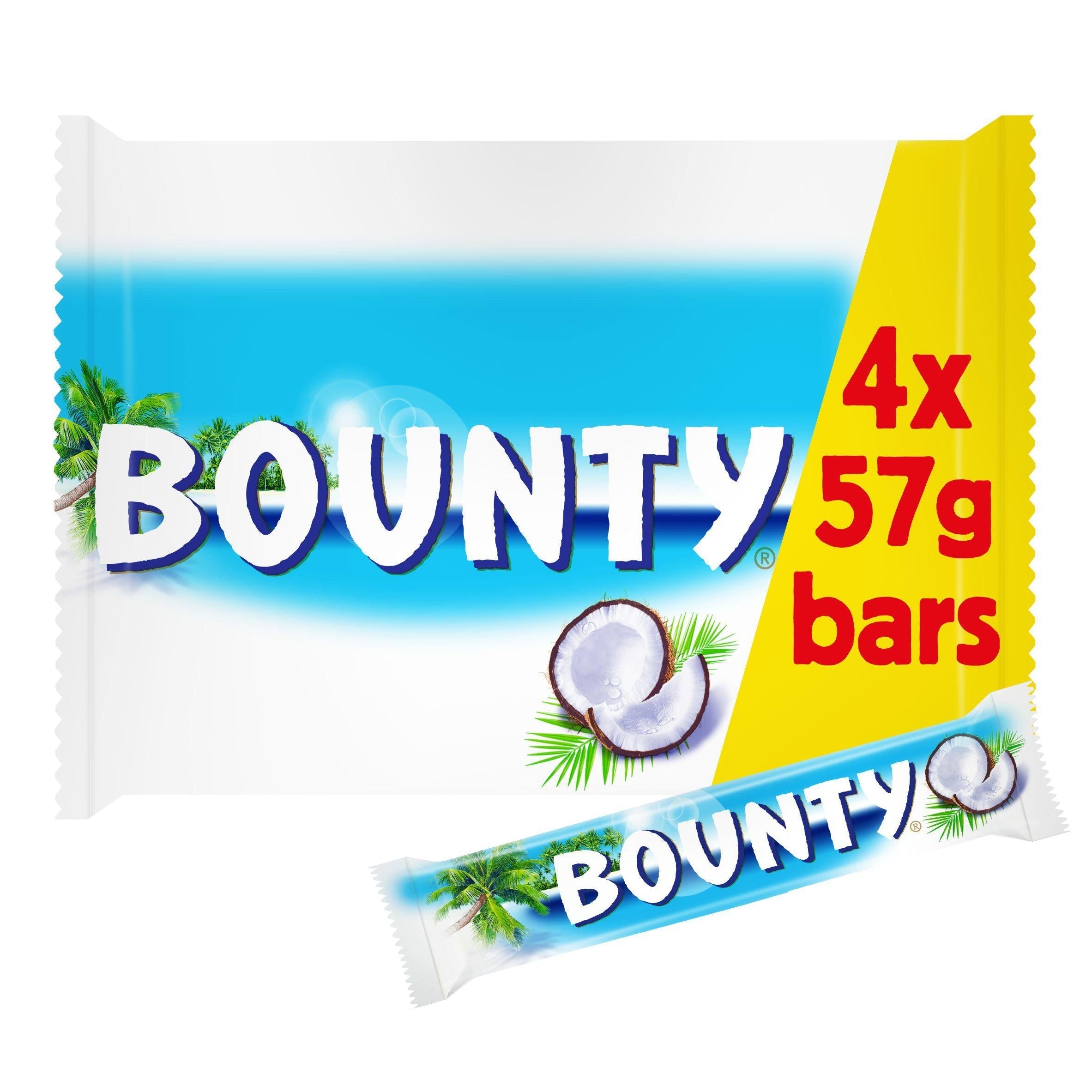 Bounty Coconut & Milk Chocolate Snack Bars Multipack 4x57g - McGrocer