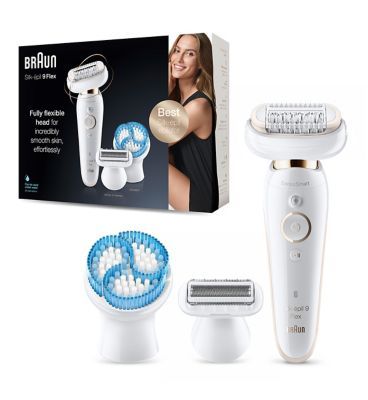 Braun Silk-&amp;eacute;pil 9 Flex, Epilator with Flexible head for Easier Hair Removal - White/Gold 9-010