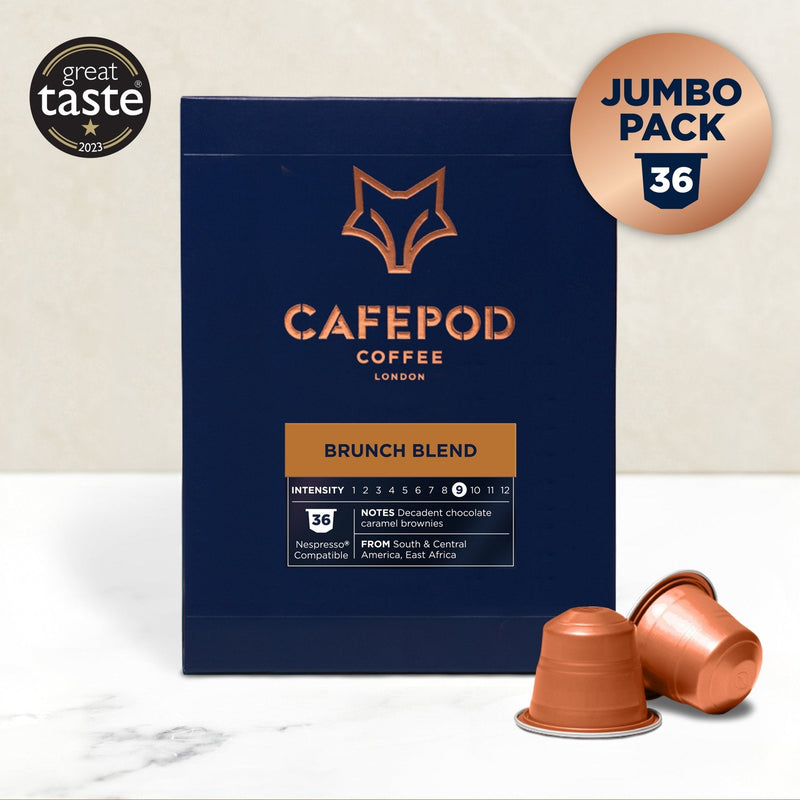Brunch Blend chocolate caramel coffee pods 36 pod pack - British product