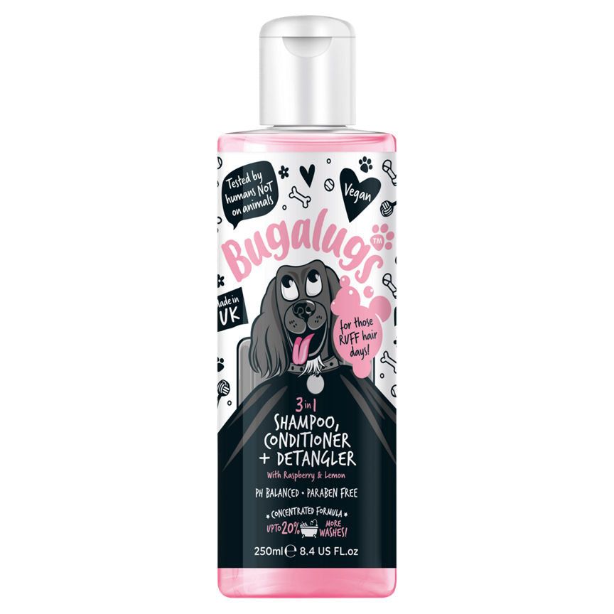 Bugalugs 3 in 1 Shampoo, Conditioner + Detangler with Raspberry &amp;amp; Lemon 250ml
