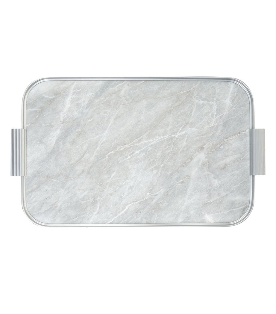 Kaymet anodised aluminium ribbed serving tray with marble finish, UK version