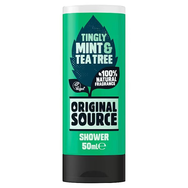 Original Source mint tea tree shower gel 50ml, imported from the UK