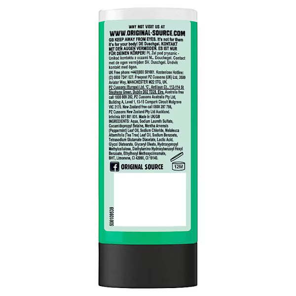 Original Source mint tea tree shower gel 50ml, imported from the UK