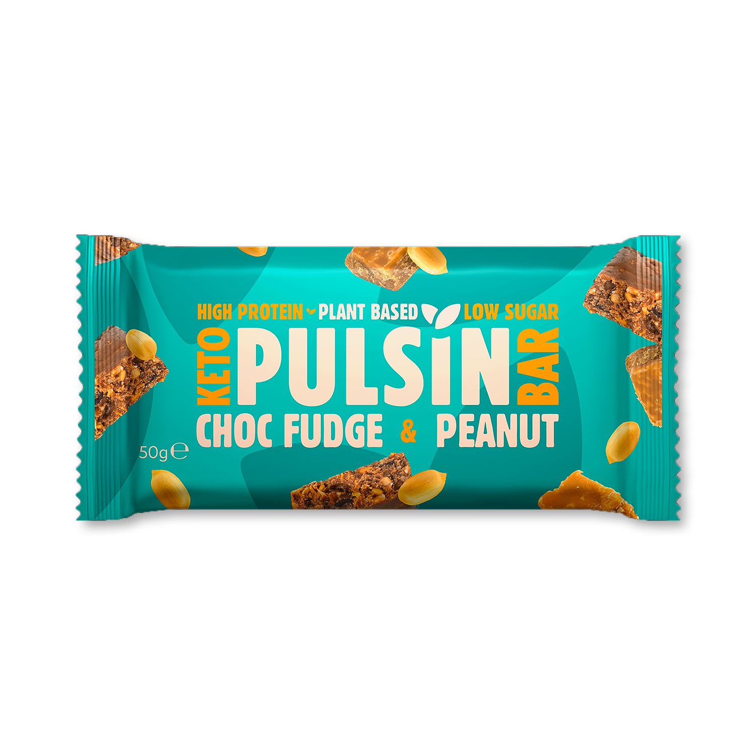 Pulsin Choc Fudge Peanut Keto Bar 50g, imported from the UK